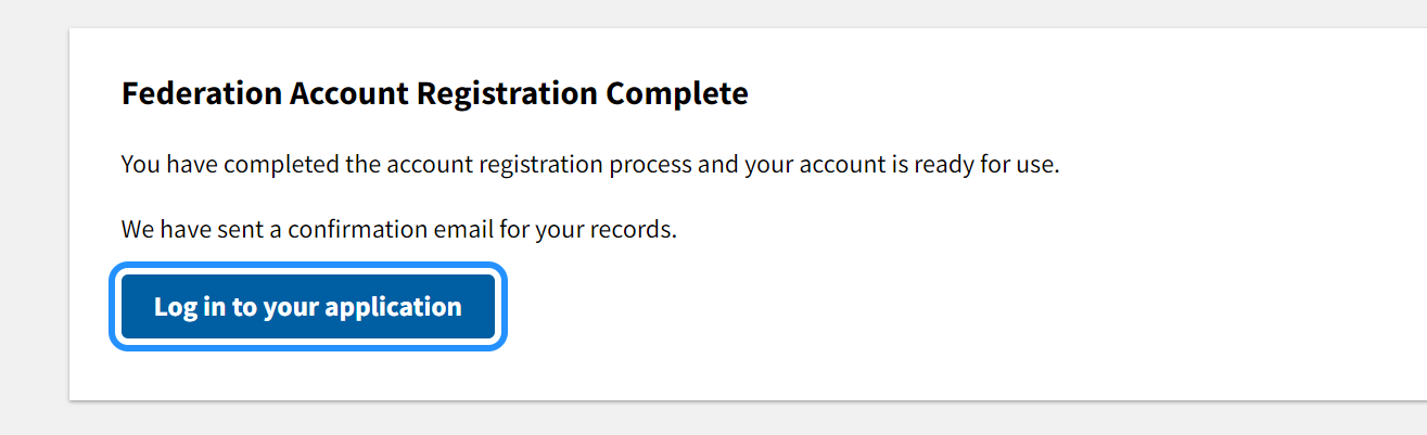 Confirmation screen of account registration