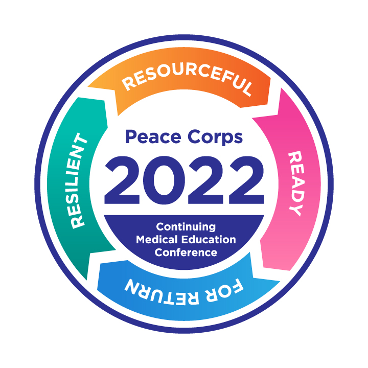 This is colorful emblem of this year's conference theme in a circle are R4: Resilient, Resourceful, Ready for Return.